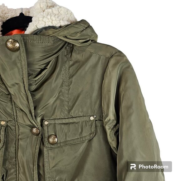 ❤️418 Madden Girl Jacket Multi Pocket Parka Coat Olive - Picture 5 of 13